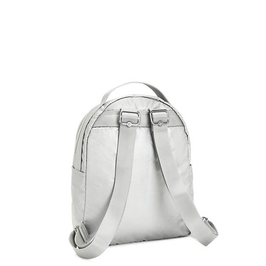 Kipling Kae Klassiska Metallic Ryggsäck Silver | SE 1628IL